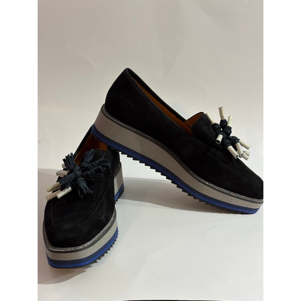 Black Suede Platform‎ Tassel Loafers Johnston & Murphy NEW Womens Size 9.5M